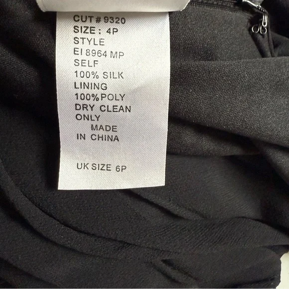 TADASHI S Petite Black Chiffon Pin Tucked Hi Lo Ruched Cocktail Party Dress - Picture 14 of 15